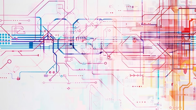 Bright Abstract Cyberspace with Minimalist Patterns
