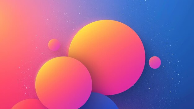 Bright Abstract Gradient Spheres Against Starry Night Sky Background in Vibrant Colors