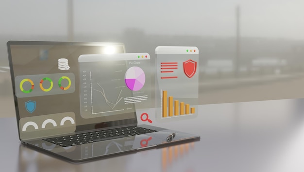 Business Analyst Using Computer and Dashboard for Data Analysis and Management System with KPI and M