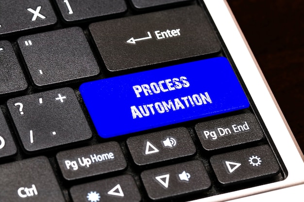 Business Concept - Blue Process Automation Button on Slim.