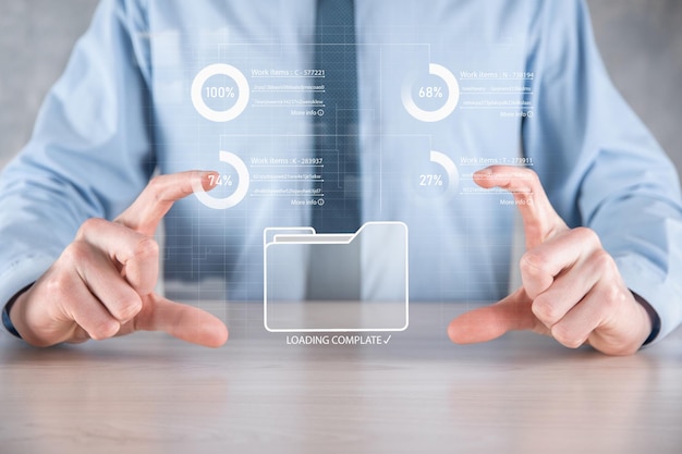 Business developer hand using board framework on virtual modern computer showing innovation Agile software development lean project management tool fast changes concept.Document Management System DMS
