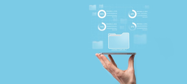 Business developer hand using board framework on virtual modern computer showing innovation Agile software development lean project management tool fast changes conceptDocument Management System DMS