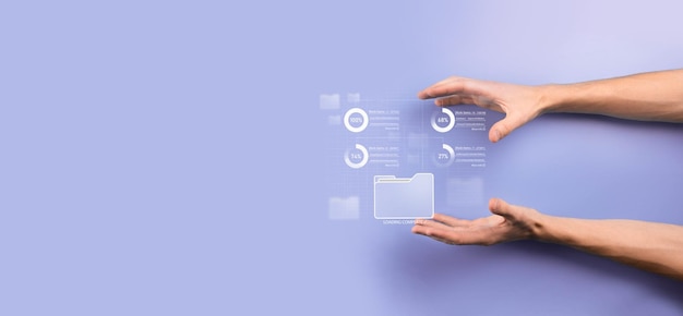 Business developer hand using board framework on virtual modern computer showing innovation Agile software development lean project management tool fast changes conceptDocument Management System DMS