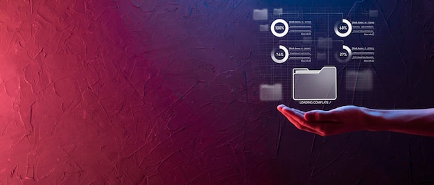 Business developer hand using board framework on virtual modern computer showing innovation Agile software development lean project management tool fast changes conceptDocument Management System DMS