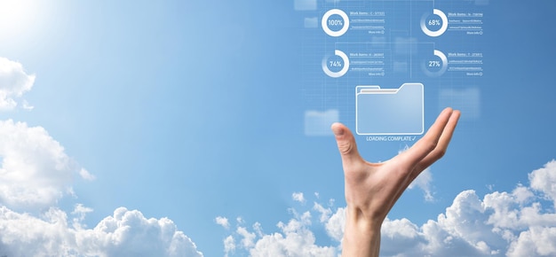 Business developer hand using board framework on virtual modern computer showing innovation Agile software development lean project management tool fast changes conceptDocument Management System DMS