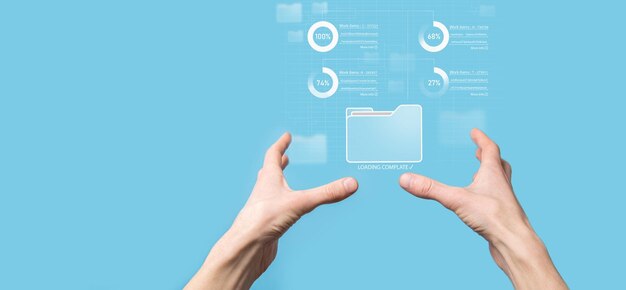 Business developer hand using board framework on virtual modern computer showing innovation Agile software development lean project management tool fast changes conceptDocument Management System DMS