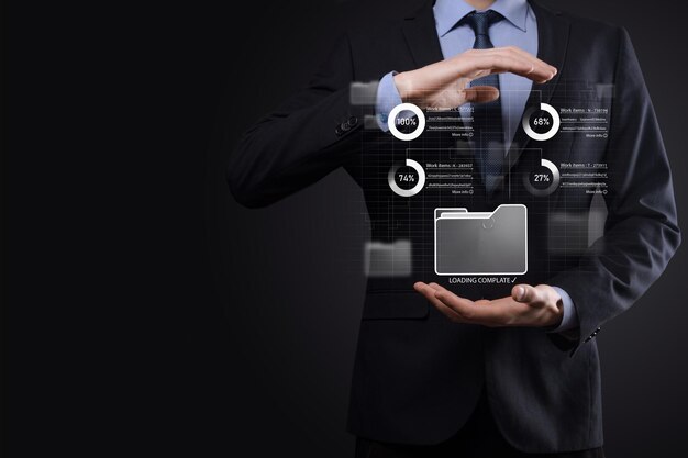 Business developer hand using board framework on virtual modern computer showing innovation Agile software development lean project management tool fast changes conceptDocument Management System DMS