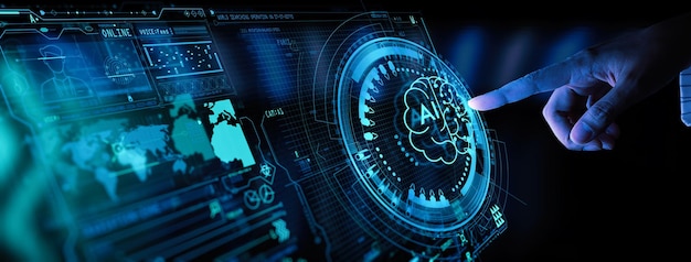 business hand using digital artificial intelligence interface new modern computer