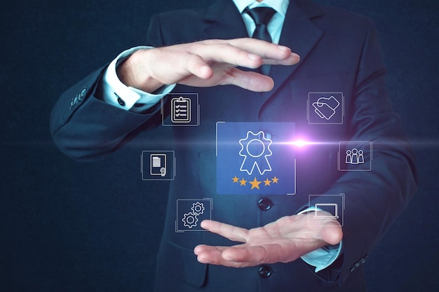 Business ISO certification process and quality management for business and companies for control In
