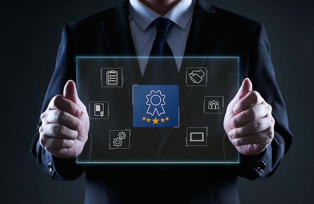 Business ISO certification process and quality management for business and companies for control In