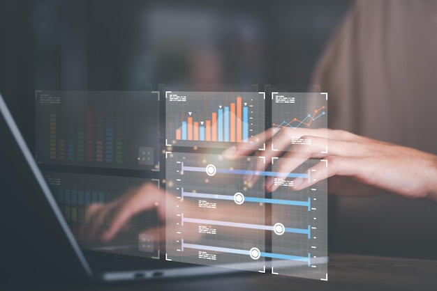 Business people read business statistics chart reports to analyze and improve corporate st