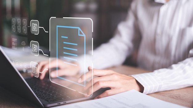 Businessman Audit documents quality assessment management With a checklist busin
