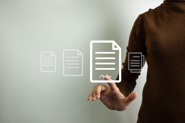 Businesswoman sign electronic documents via the Internet