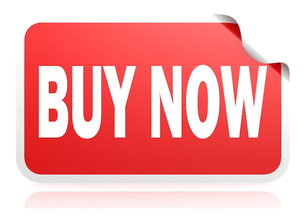 Buy now red square banner 3D rendering