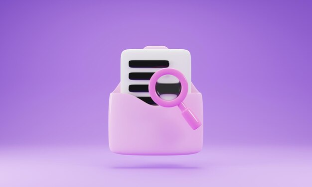Cartoon style mail icon isolated on purple background 3d rendering illustration