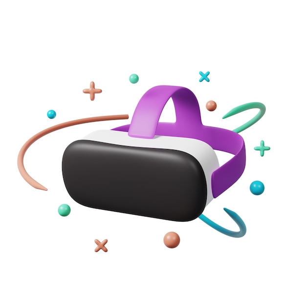 cartoon vr glasses icon in white black purple isolated on white background virtual reality technology gadget innovation for futuristic cyber simulation gaming metaverse on cyberspace 3d rendering