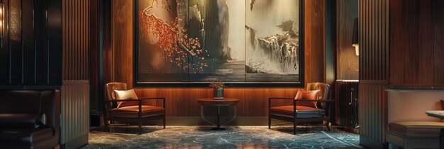 Chamber with a Huge Artwork and a Seat