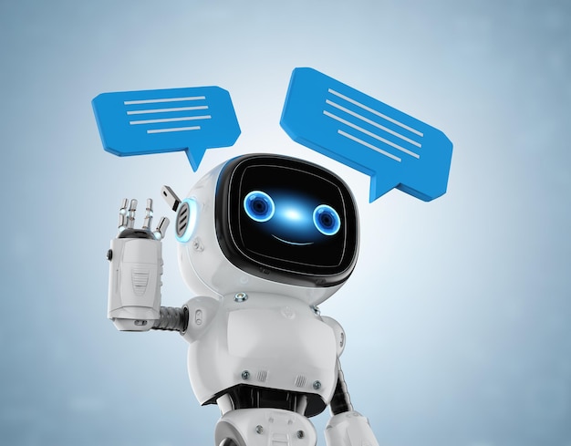 Chat-bottikeskustelu tai robottiapuri-keskustelu puhekuplan kera