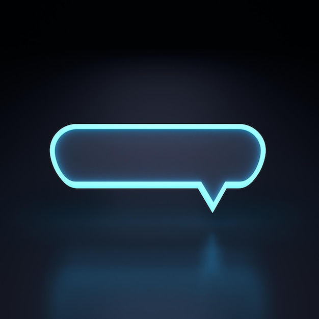 Chat-kuvake Viestintäkonsepti Neon-elementti mustalla taustalla 3D-renderöinti-illustaatio