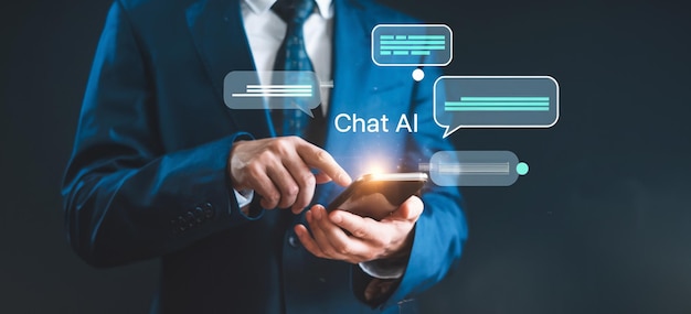 chatbot conversation person using online customer service with chat bot to get support artificial