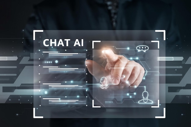 Chatbot conversation Person using online customer service with chat bot to get support Artificial