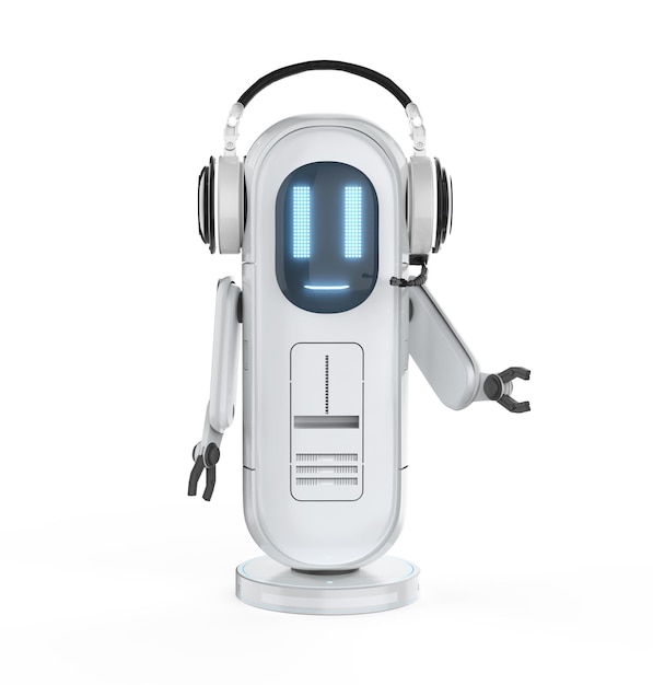 Chatbot or assistant robot chat with headphone open hand