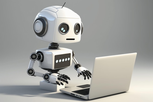 Chatgpt ai robot answering questions on a laptop.
