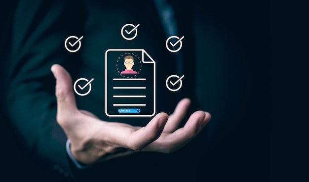 Checklist and clipboard task documentation management Online survey form checklist by laptop computer Document Management Checking System online documentation databaseRating job applicants