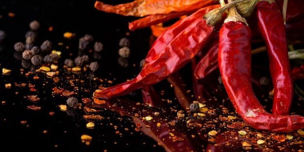 Chilli pepper on a black background