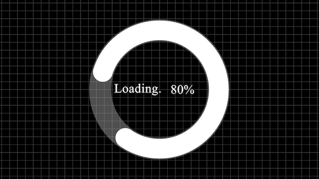 Circular loading bar on a black grid background