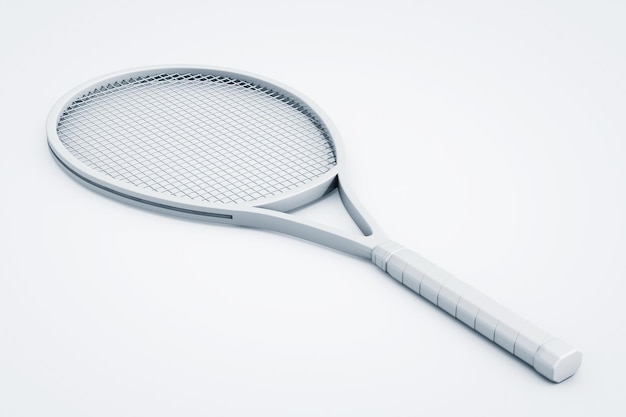 Clay Render Closeup Tennis Racket on the white background