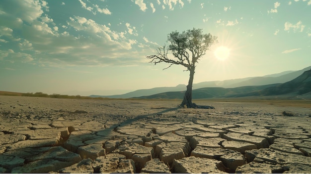 climate change a cracked barren land under a scorching sun