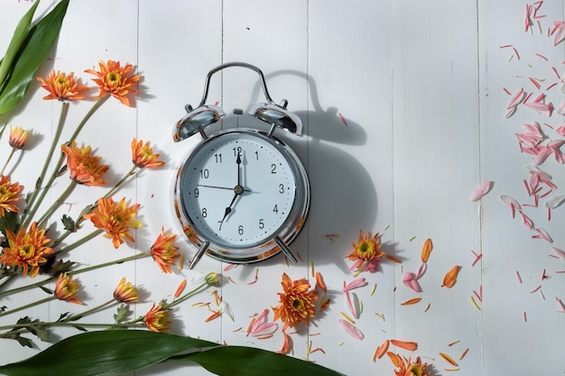 Close-up of alarm clock on table