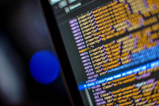 Close-up of coding on computer screen