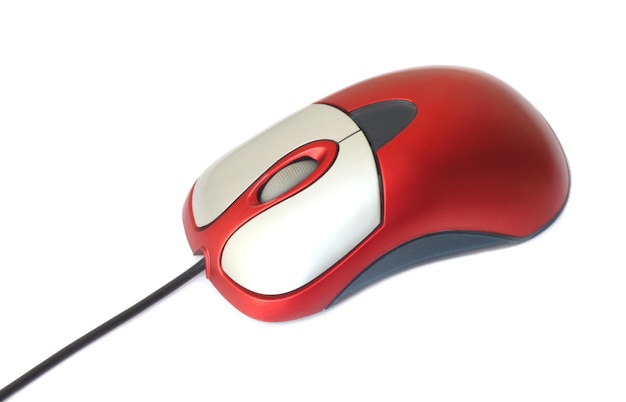 Close up of computer mouse over white background