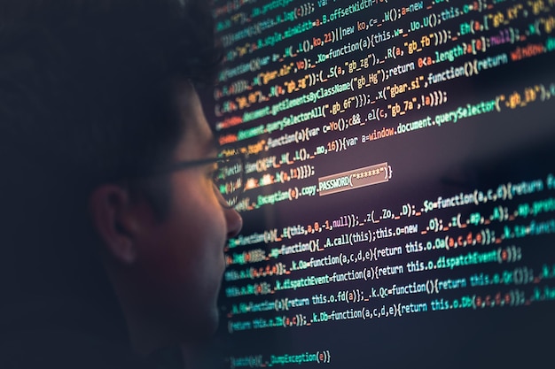 Close-up of computer programmer