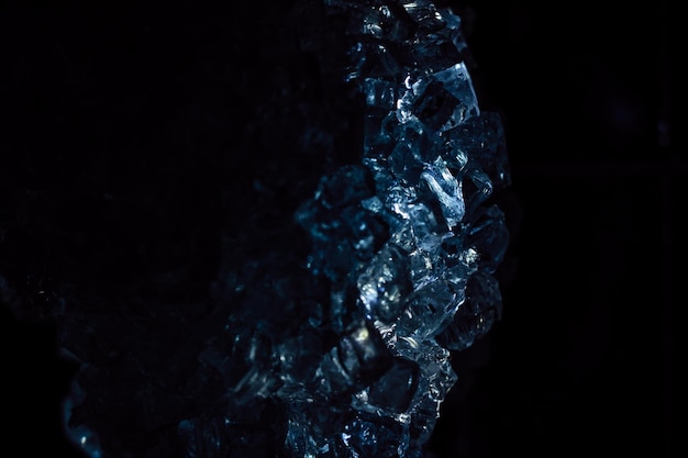 Close-up of ice crystals against black background