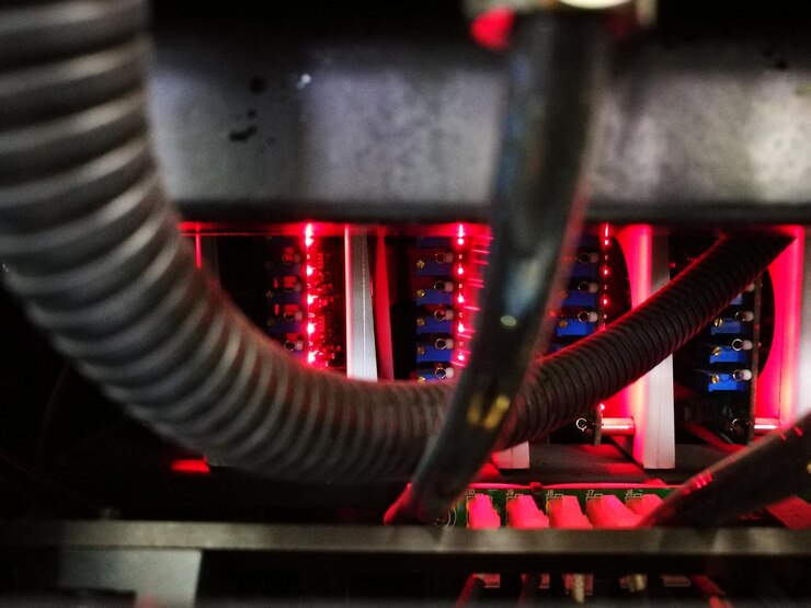 Kuva close-up of illuminated machine part