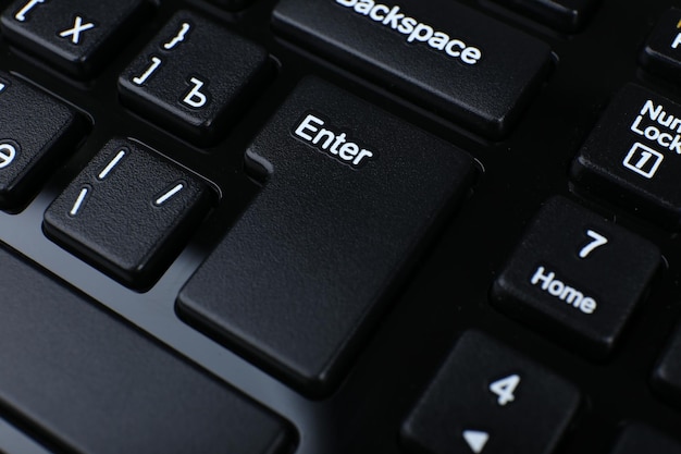 Close up of keyboard of modern laptop