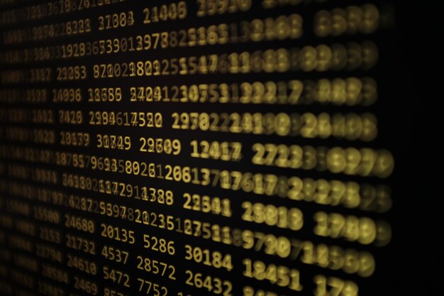 Close-up of yellow binary codes