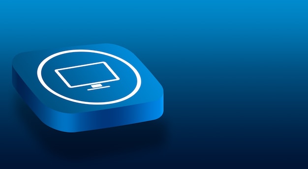Close up on 3d button with a computer icon
