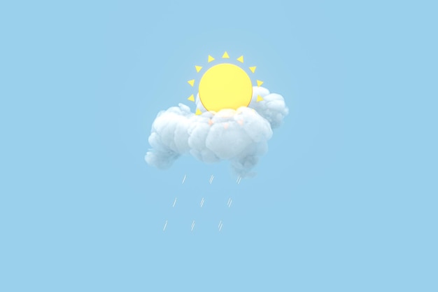 Cloud and sun weather forecast 3d rendering