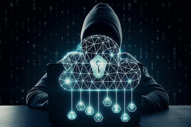 Cloud computing and criminal concept