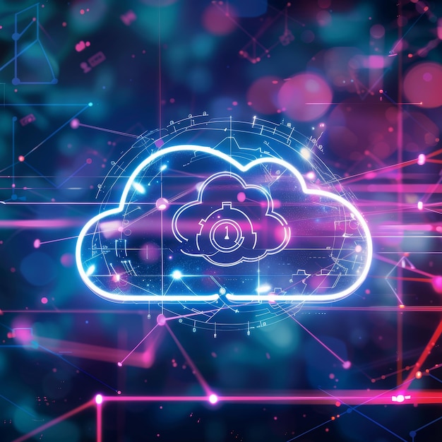 Cloud Computing Data Storage and Digital Transformation Concept with Glowing Abstract Design