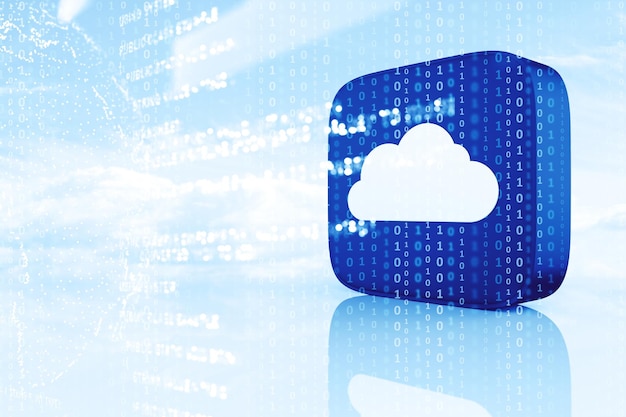 Cloud Computing Icon with Data Stream