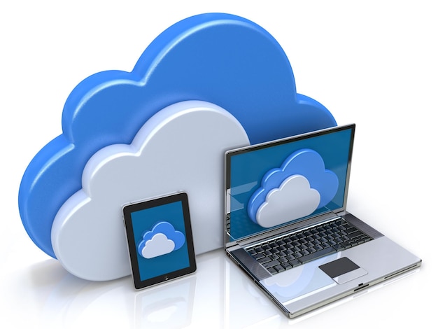 Cloud Computing in the design of information related to internet 3d illustration