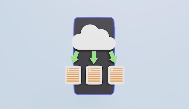 Cloud data transfer from phone to cloud Cloud storage database connection cloud computing concept