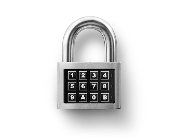 code locked padlock on the white background concept security
