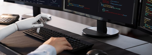 Collaboration between robotic hand and human software developer Trailblazing
