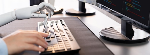 Collaboration between robotic hand and human software developer Trailblazing
